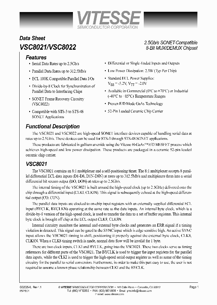 VSC8021FI_554406.PDF Datasheet