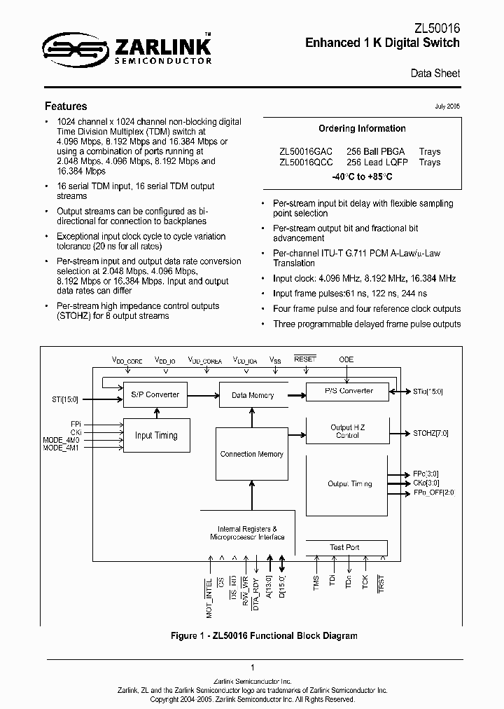 ZL50016_502276.PDF Datasheet