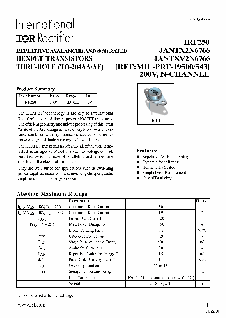 JANTX2N6766_731610.PDF Datasheet