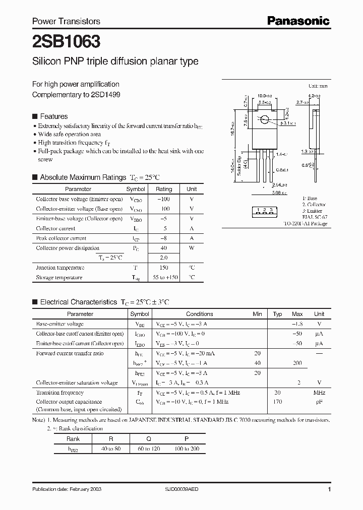 2SB1063_609330.PDF Datasheet
