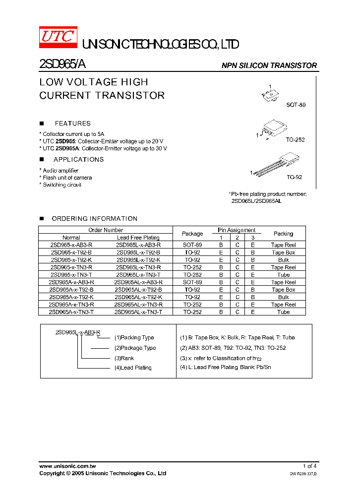 2SD965-X-T92-B_749709.PDF Datasheet