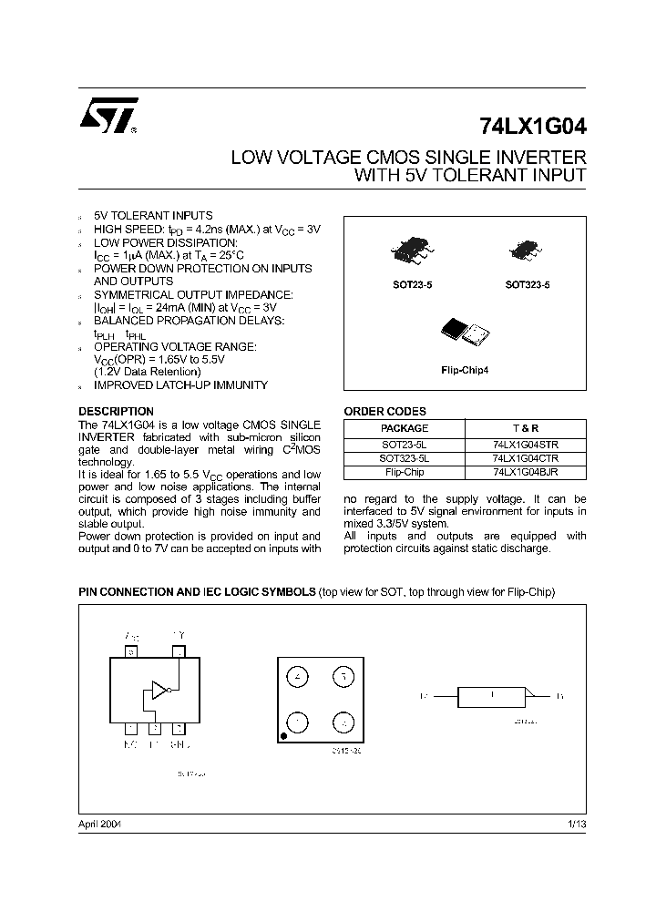 74LX1G04STR_589092.PDF Datasheet