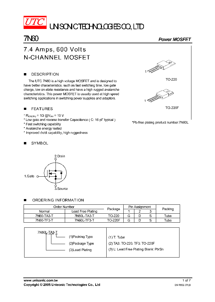 7N60-TA3-T_750345.PDF Datasheet