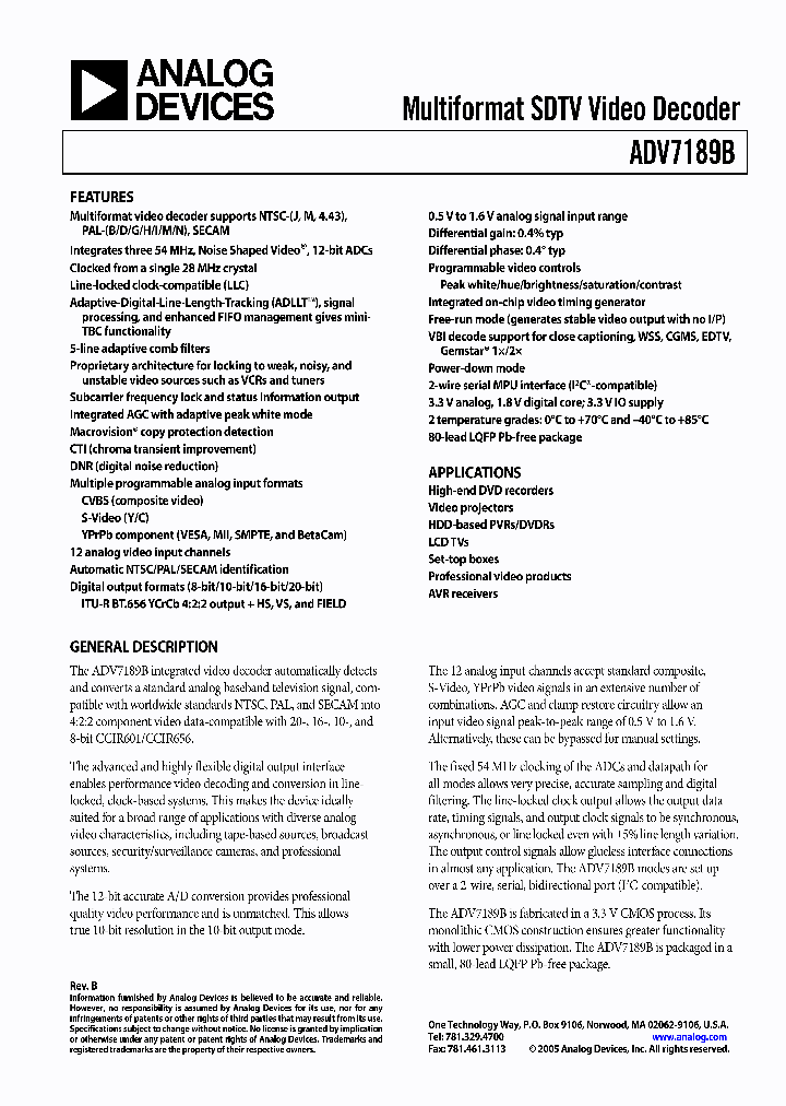 ADV7189BBSTZ268H_688090.PDF Datasheet