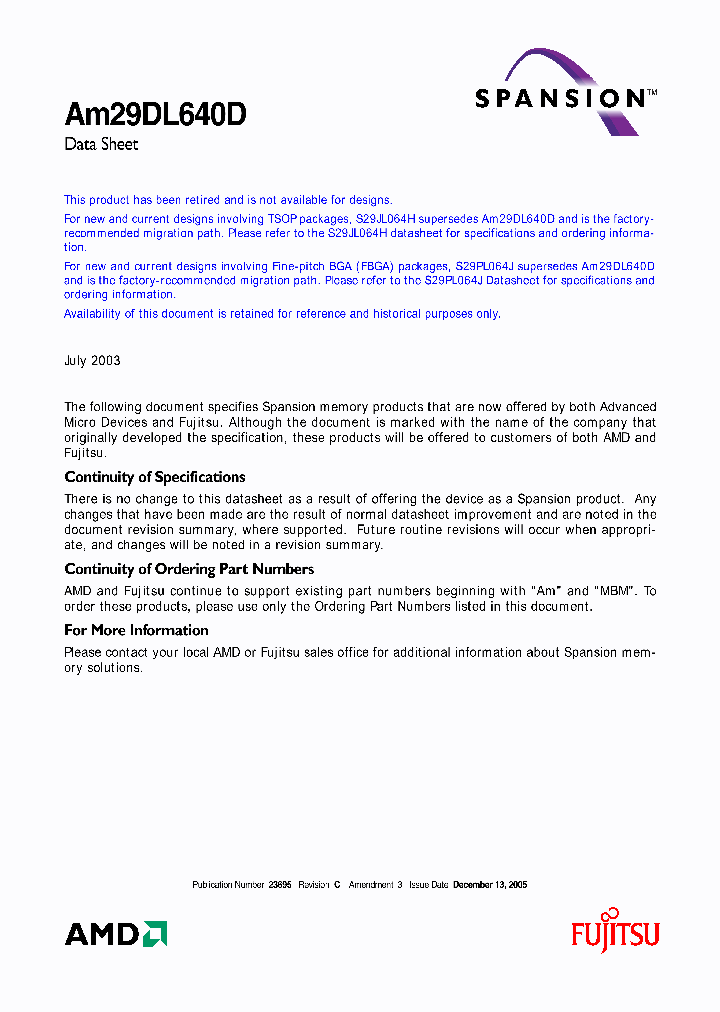 AM29DL640D35WHFN_723393.PDF Datasheet