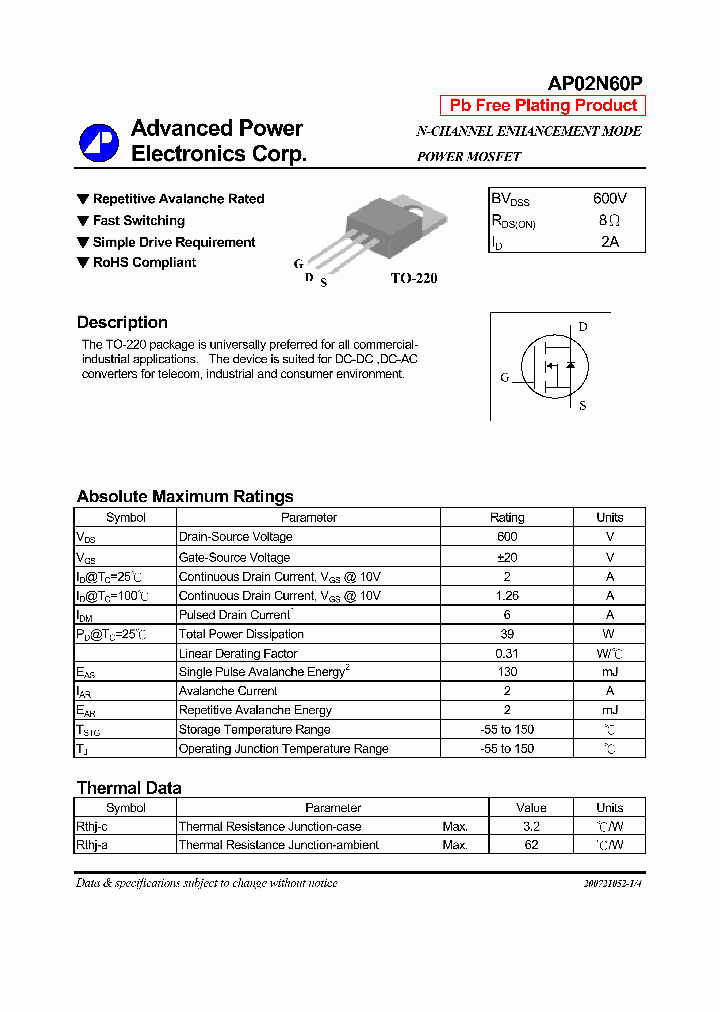 AP02N60P_641726.PDF Datasheet