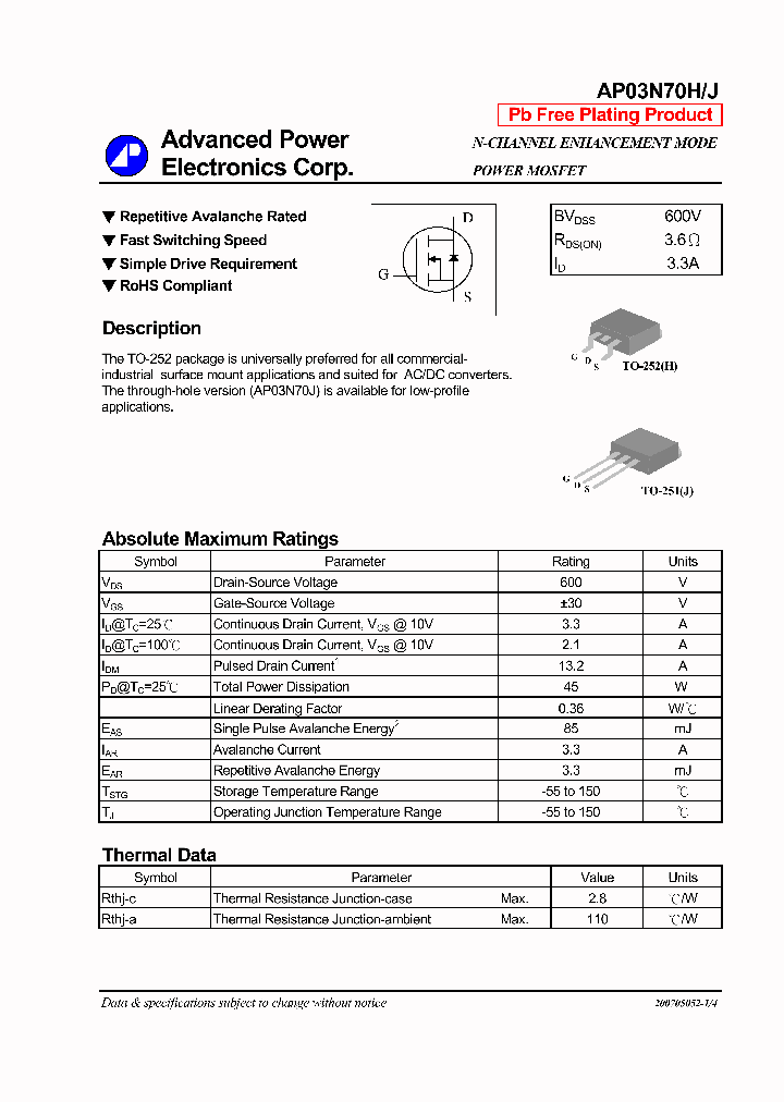 AP03N70H_641741.PDF Datasheet