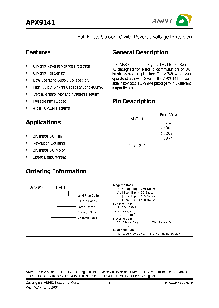 APX9141DEE-PBL_639439.PDF Datasheet