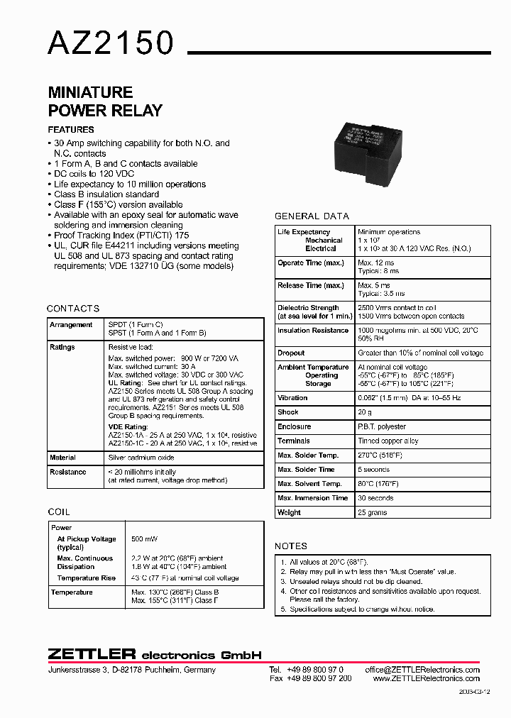 AZ2150-1A-9DE_665747.PDF Datasheet