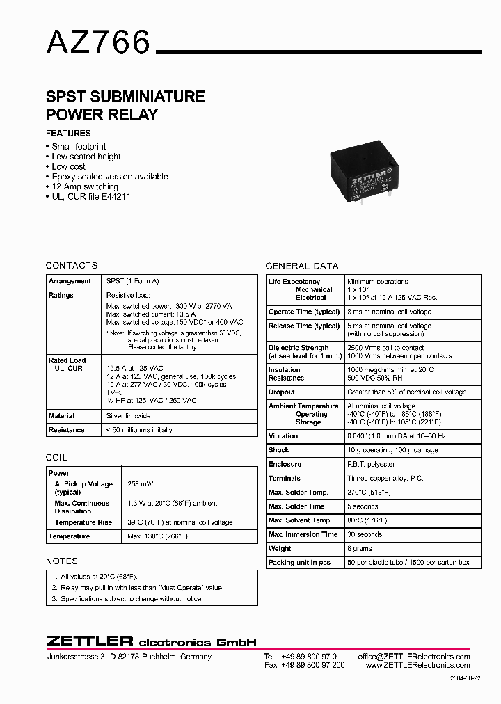 AZ766-1A-3DE_664663.PDF Datasheet