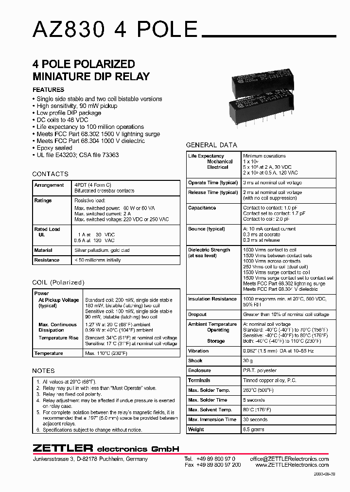 AZ830-4C-12DEA_664769.PDF Datasheet