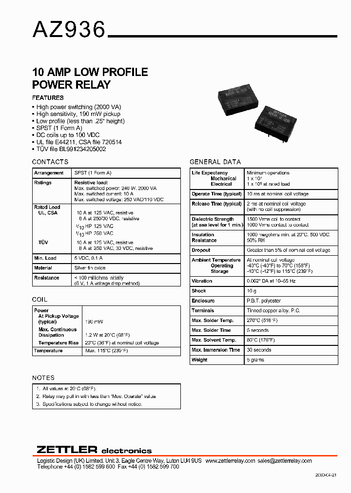 AZ936-1A-3DE_664865.PDF Datasheet