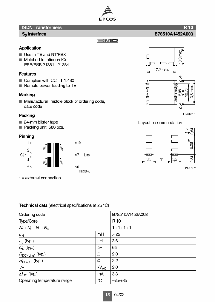 B78510A1452A003_740635.PDF Datasheet