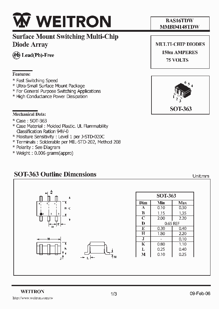 BAS16TDW_659614.PDF Datasheet