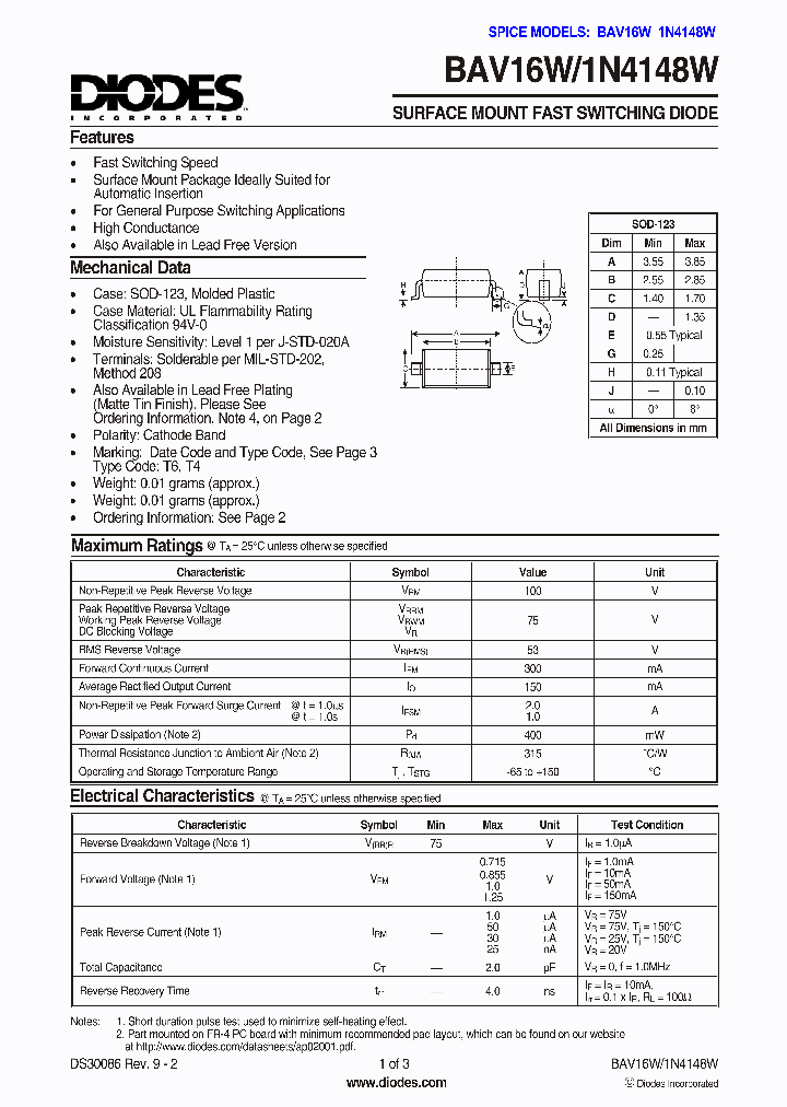 BAV16W_730749.PDF Datasheet