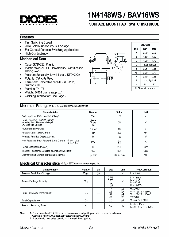 BAV16WS_730704.PDF Datasheet