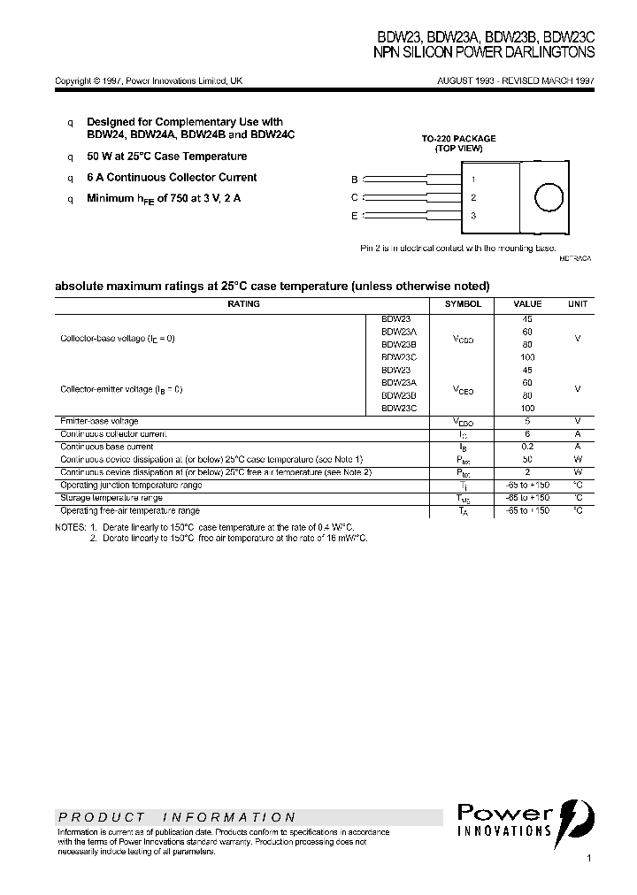 BDW23A_694863.PDF Datasheet