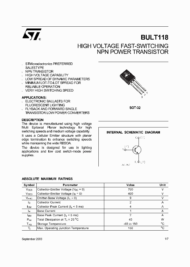BULT11803_738336.PDF Datasheet