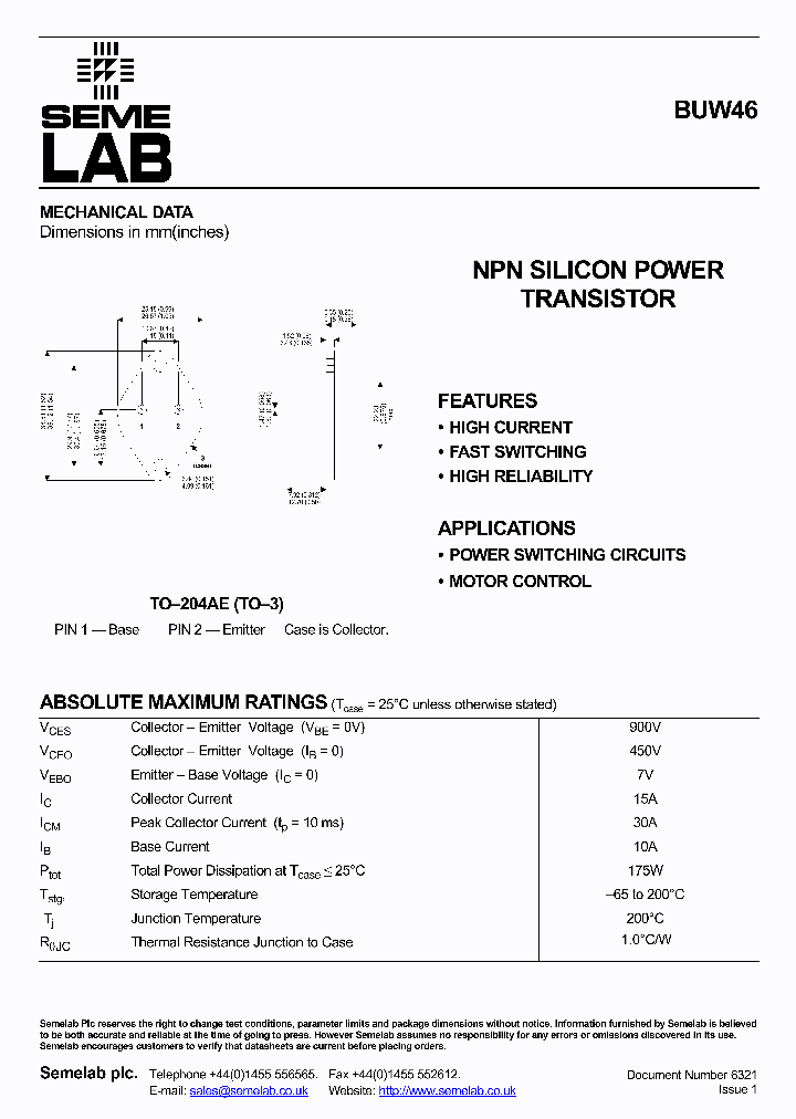 BUW46_741047.PDF Datasheet