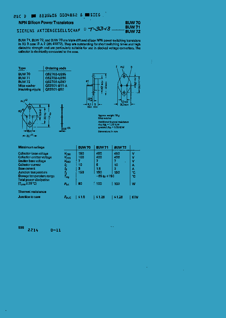 BUW70_56691.PDF Datasheet