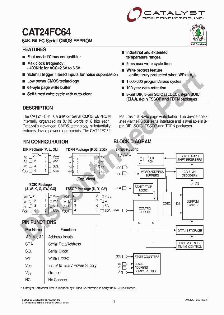 CAT24FC64GLITE13_752427.PDF Datasheet
