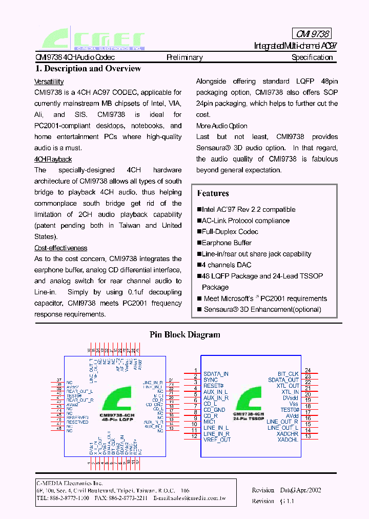 CMI9738_439620.PDF Datasheet
