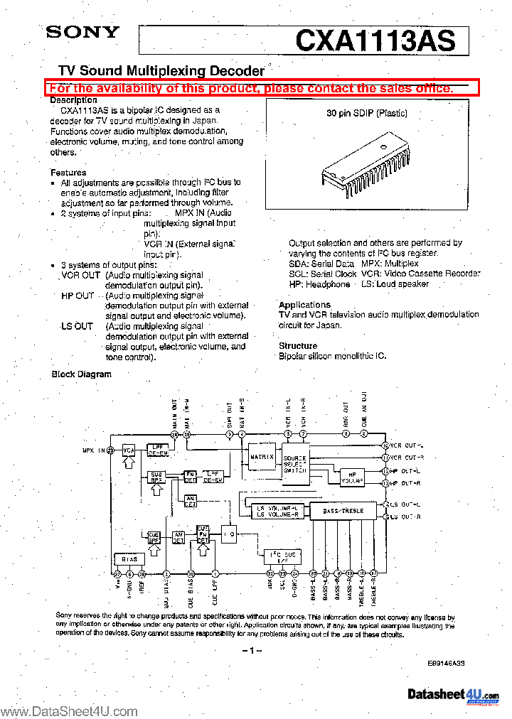 CXA1113AS_570123.PDF Datasheet