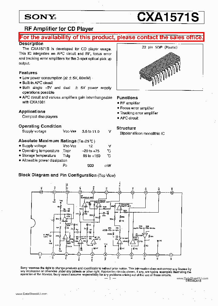 CXA1571S_585205.PDF Datasheet