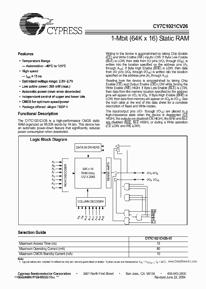 CY7C1021CV26_717227.PDF Datasheet