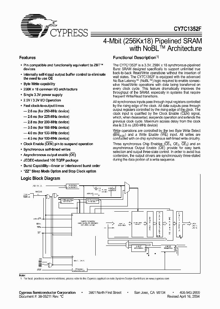 CY7C1352F_691532.PDF Datasheet