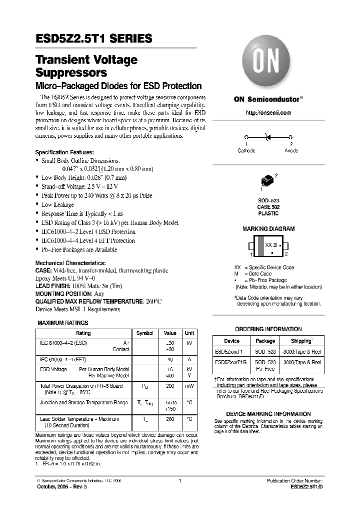 ESD5Z70T1G_566268.PDF Datasheet