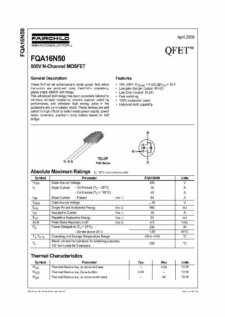 FQA16N50_671550.PDF Datasheet