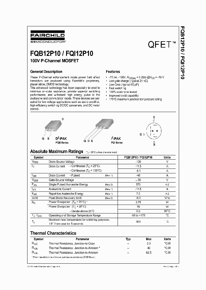 FQB12P10_743584.PDF Datasheet