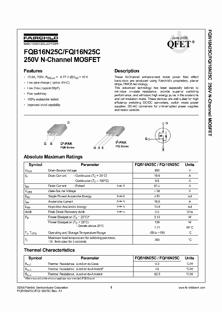 FQB16N25C_730318.PDF Datasheet