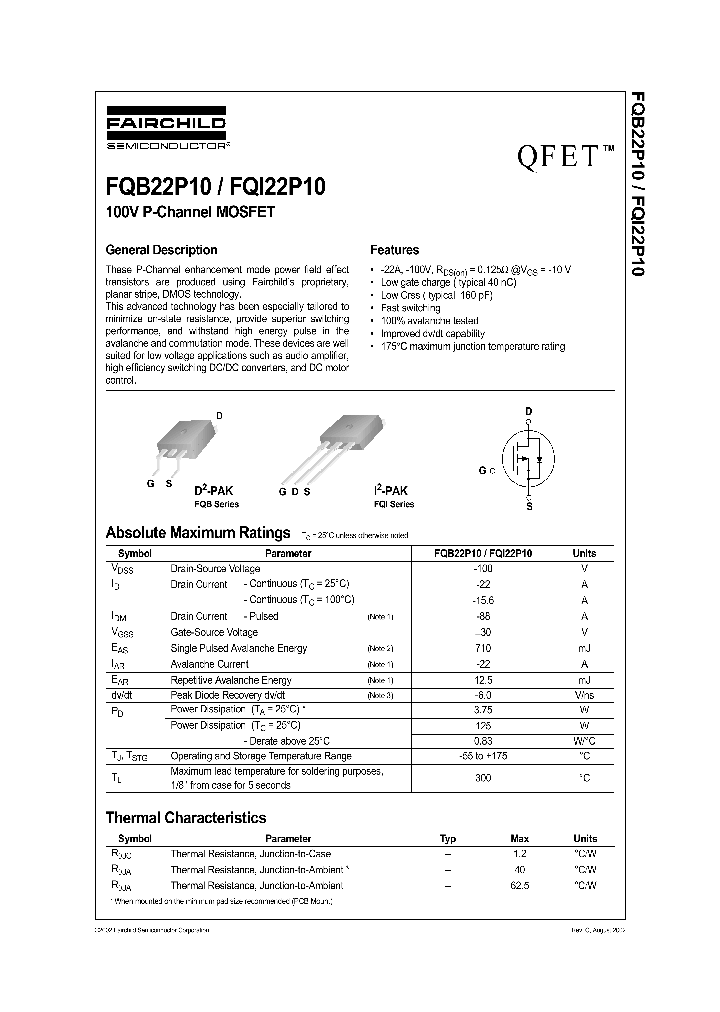 FQB22P10_578036.PDF Datasheet