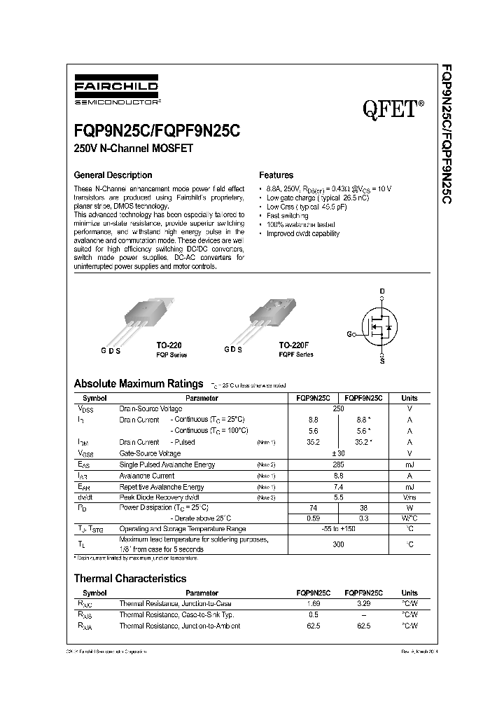 FQPF9N25C_581171.PDF Datasheet