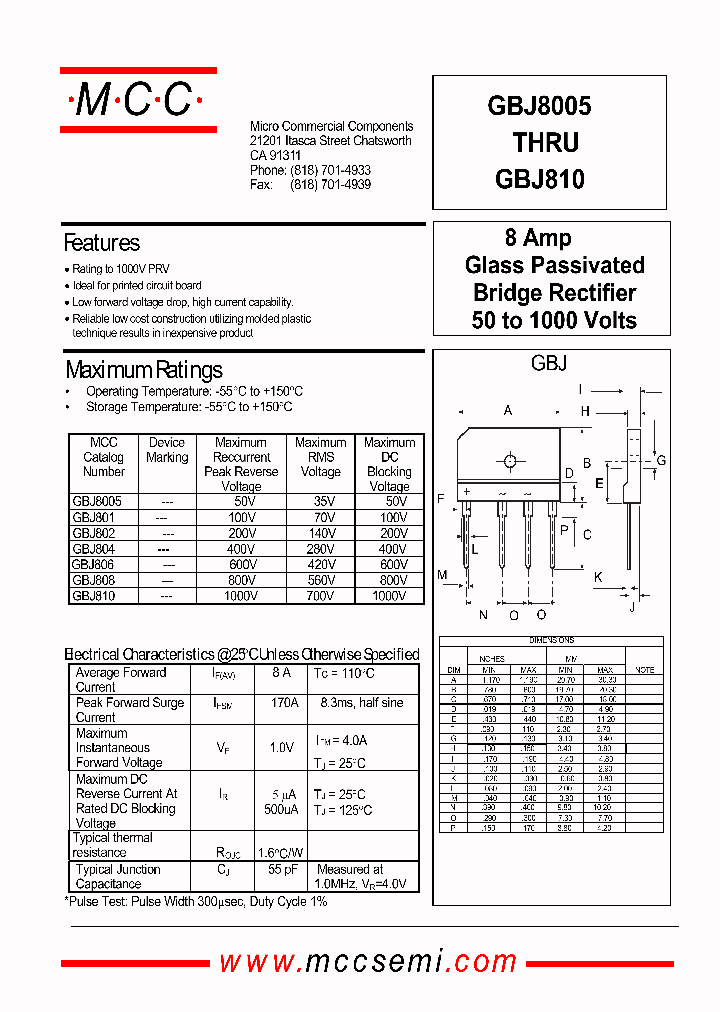 GBJ810_734230.PDF Datasheet