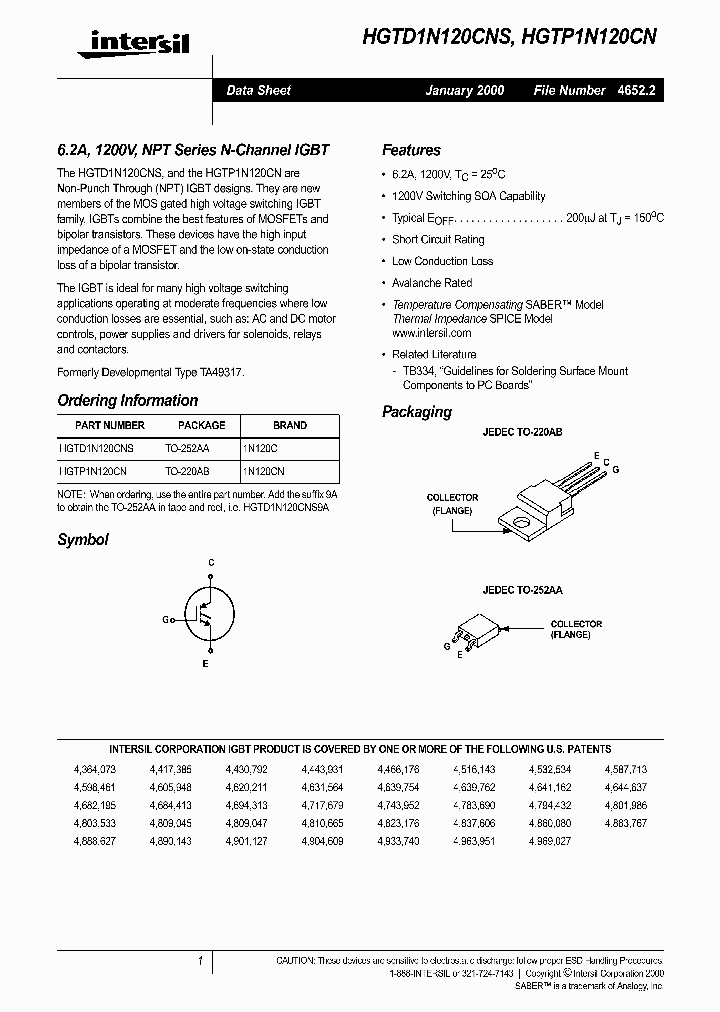 HGTD1N120CNS_271724.PDF Datasheet