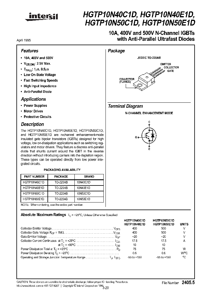 HGTP10N40C1D_64657.PDF Datasheet