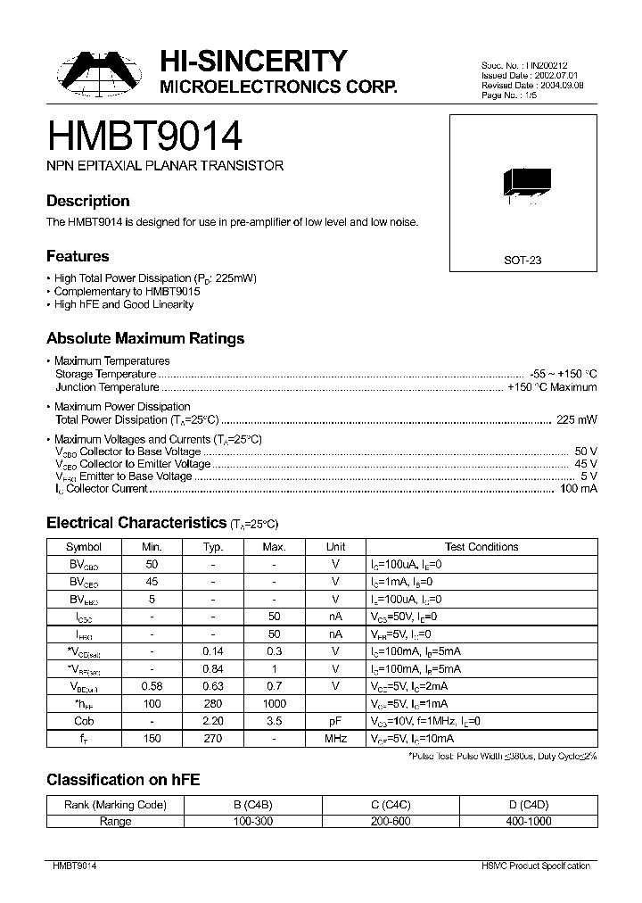 HMBT9014_569554.PDF Datasheet