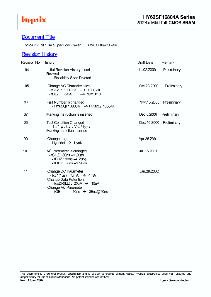 HY62SF16804A-I_682997.PDF Datasheet