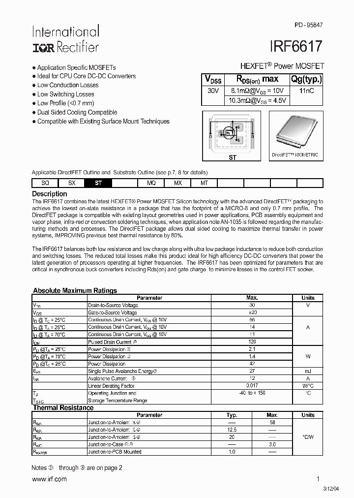 IRF6617_580029.PDF Datasheet