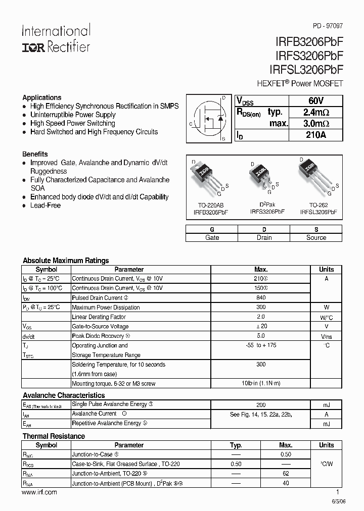 IRFB3206PBF_562272.PDF Datasheet