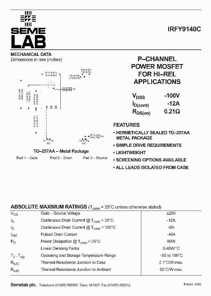 IRFY9140C_576183.PDF Datasheet