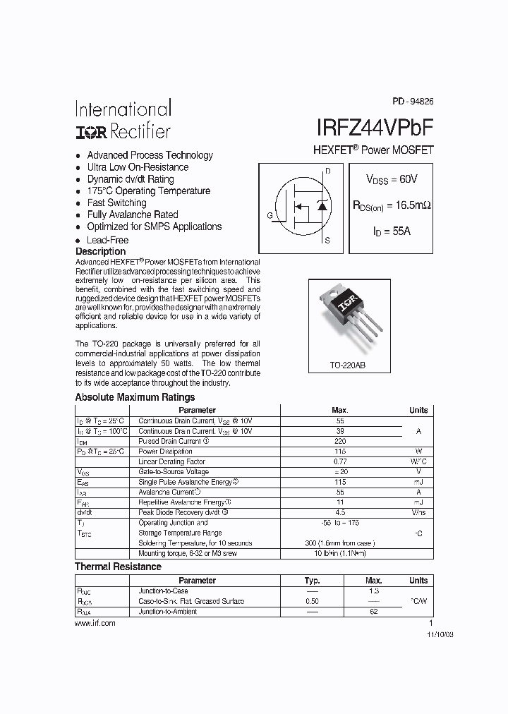 IRFZ44VPBF_568080.PDF Datasheet
