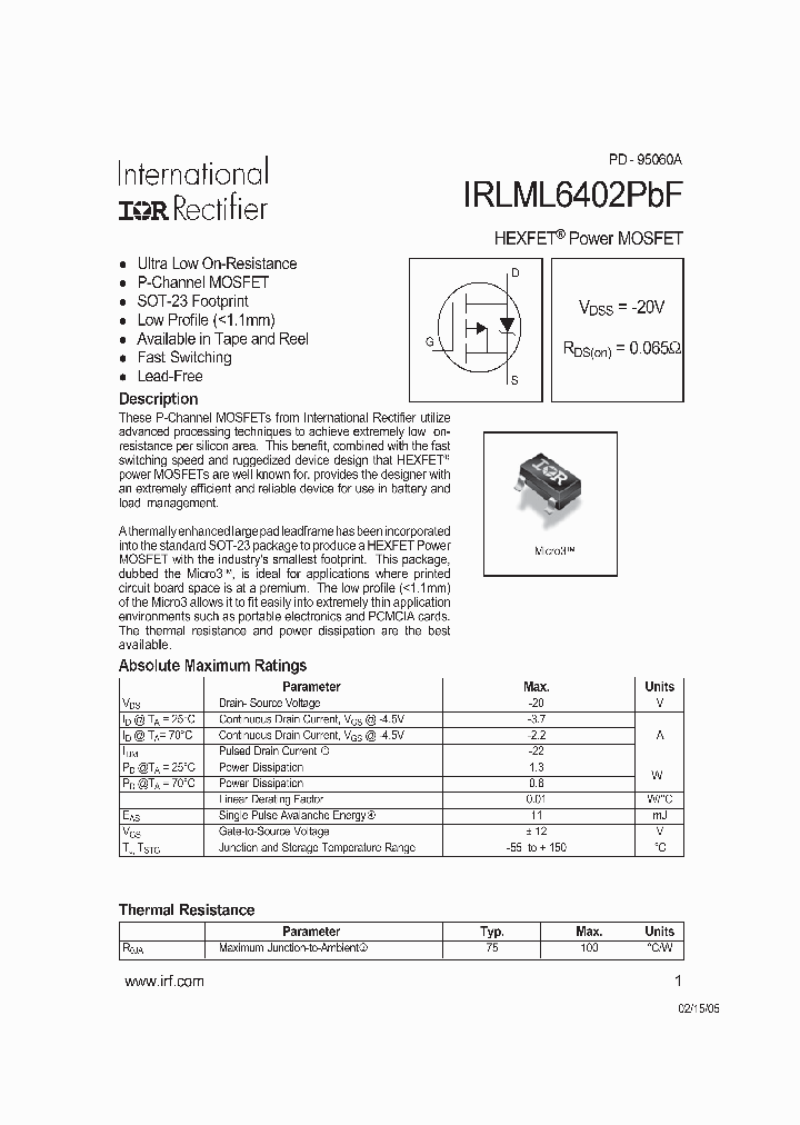 IRLML6402PBF_569870.PDF Datasheet
