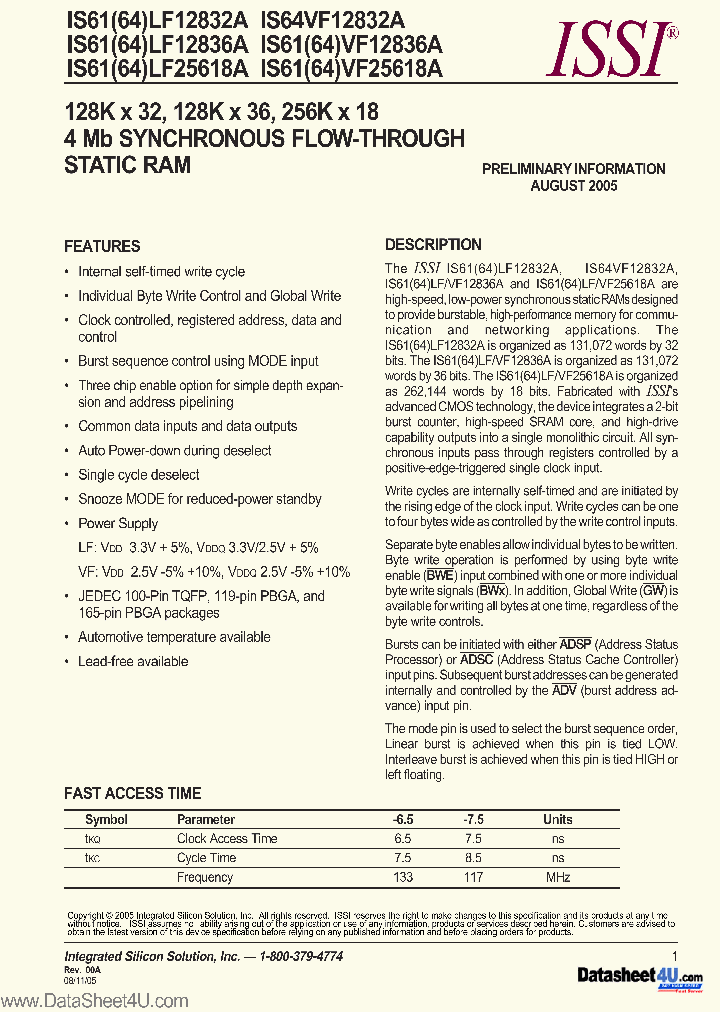 IS61LF12832A_466338.PDF Datasheet