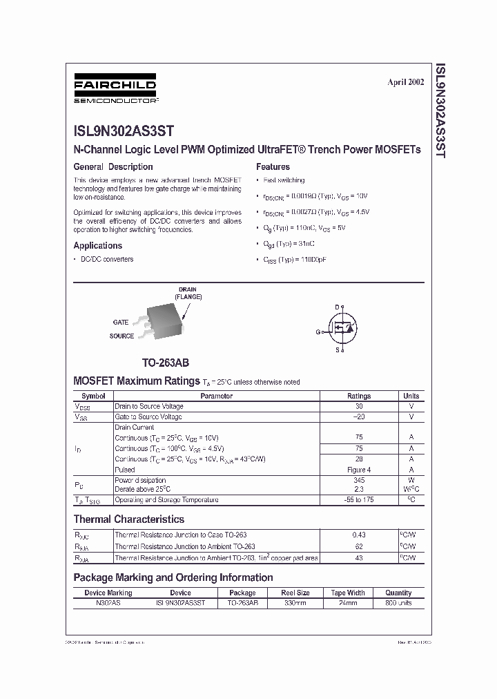 ISL9N302AS3ST_566308.PDF Datasheet