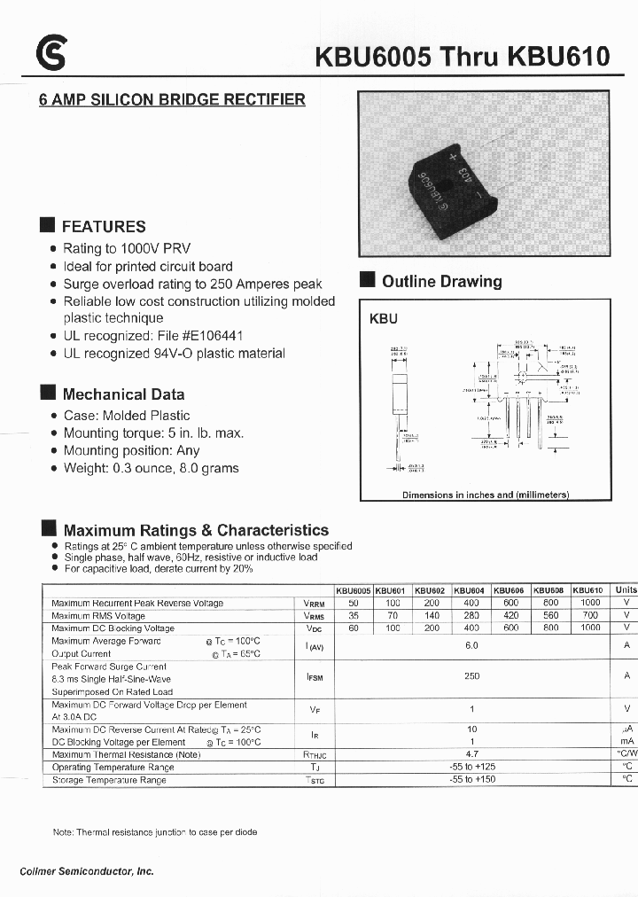 KBU601_559878.PDF Datasheet