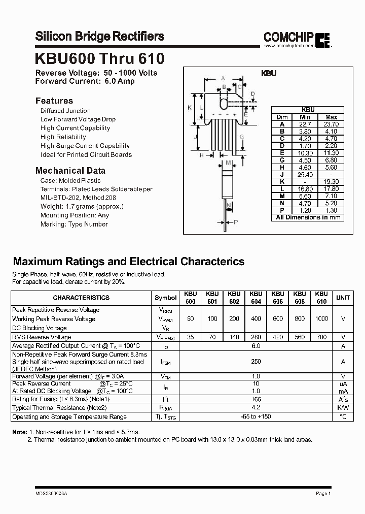 KBU601_559881.PDF Datasheet